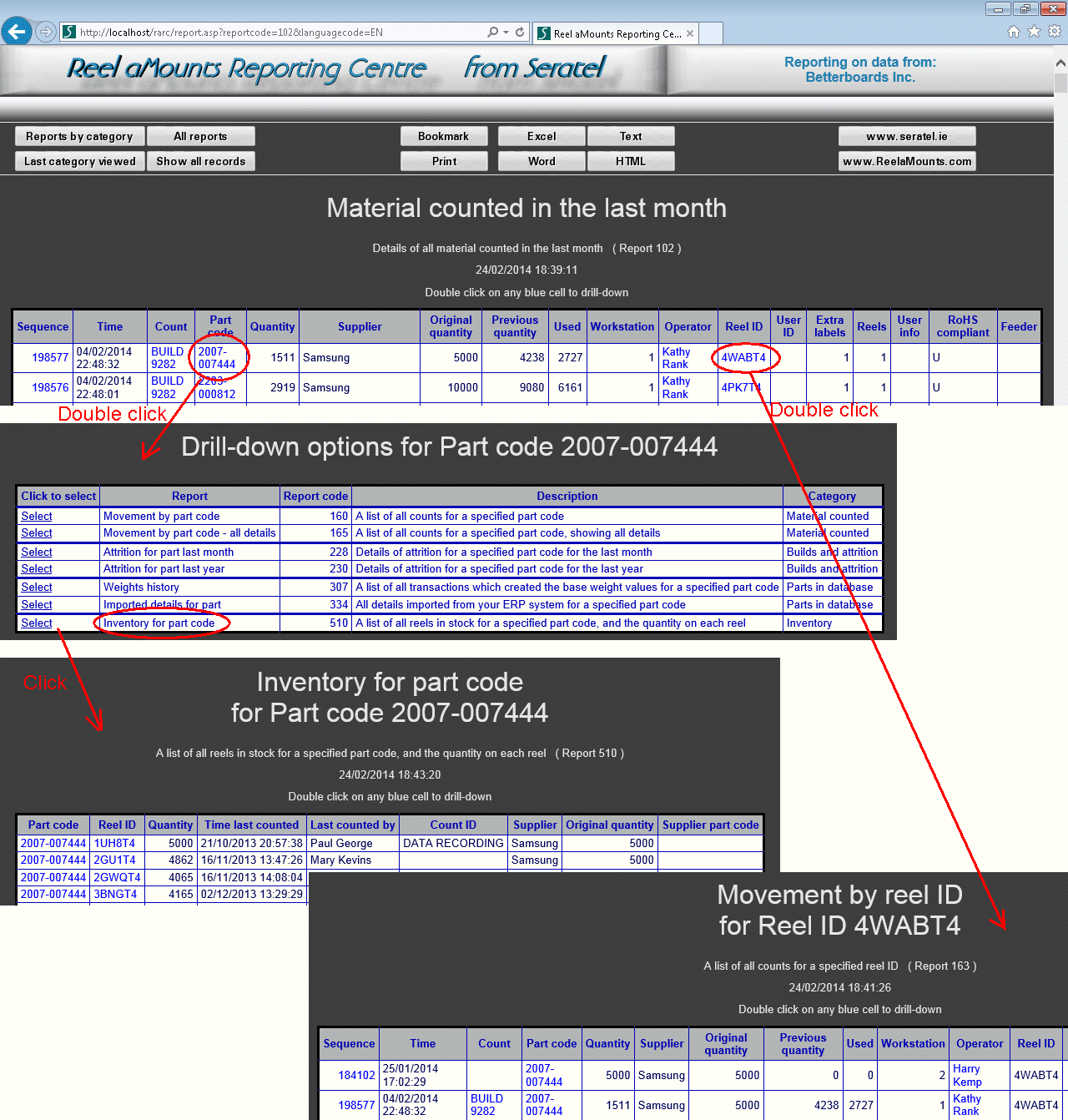 Drill-down in Reel aMounts Reporting Centre